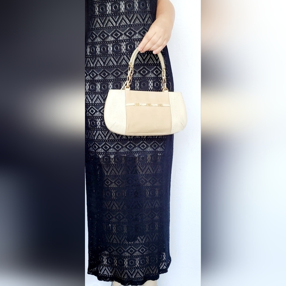 Hugo BOSS 100%Cowhide Embossed Leather Small/Mini Bag Lizard/Suede Neutral/Tan - Picture 16 of 16